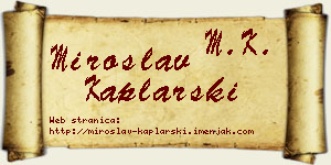 Miroslav Kaplarski vizit kartica